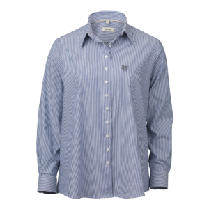 OM03 Blue/white striped stretch twill dame loose