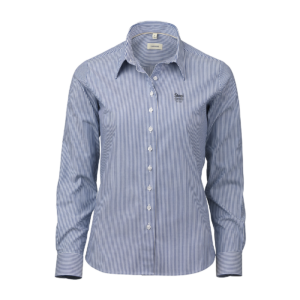 OM03 Blue/white striped stretch twill dame slim