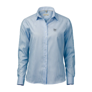 OM06 Light blue/white striped stretch oxford dame comfort