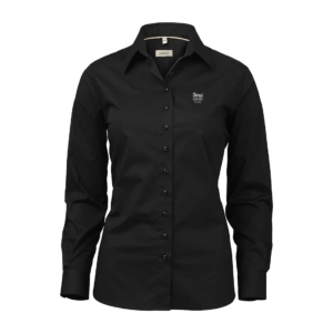 OM07 Black stretch poplin dame slim
