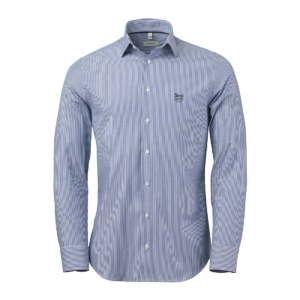 OM03 Blue/white striped stretch twill herre slim