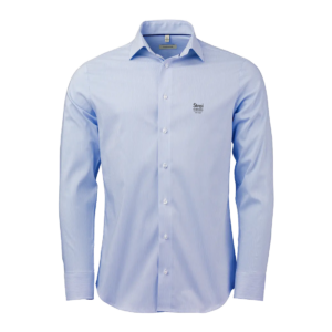 OM04 Light blue/white striped fine oxford herre slim